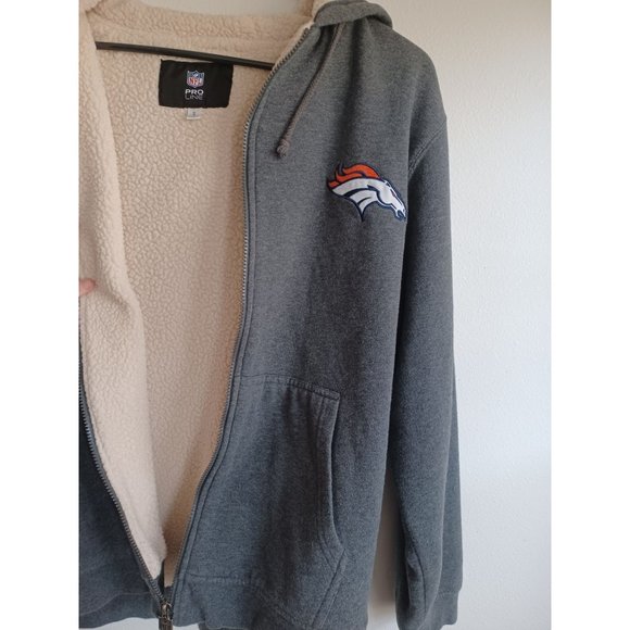 Denver Broncos Gray Fleece Lined Zip Front Hoodie NFL Pro Line Football XL - Picture 6 of 6
